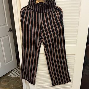 Billabong Black and Pink Striped Wide Leg Pants